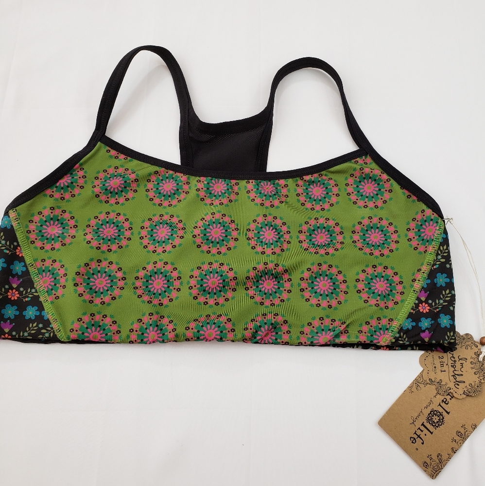 NATURAL LIFE Reversible Bralette, green/brown, LG